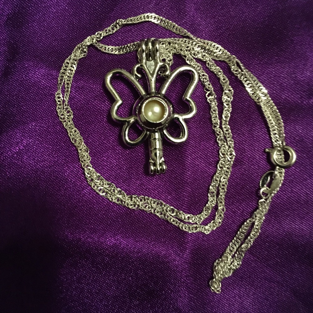 Butterfly Pearl Cage Necklace